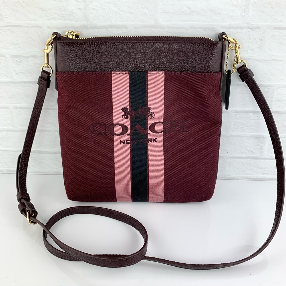 COACH Kitt Horse And Carriage Striped Colorblock Messenger Crossbody Bag $145